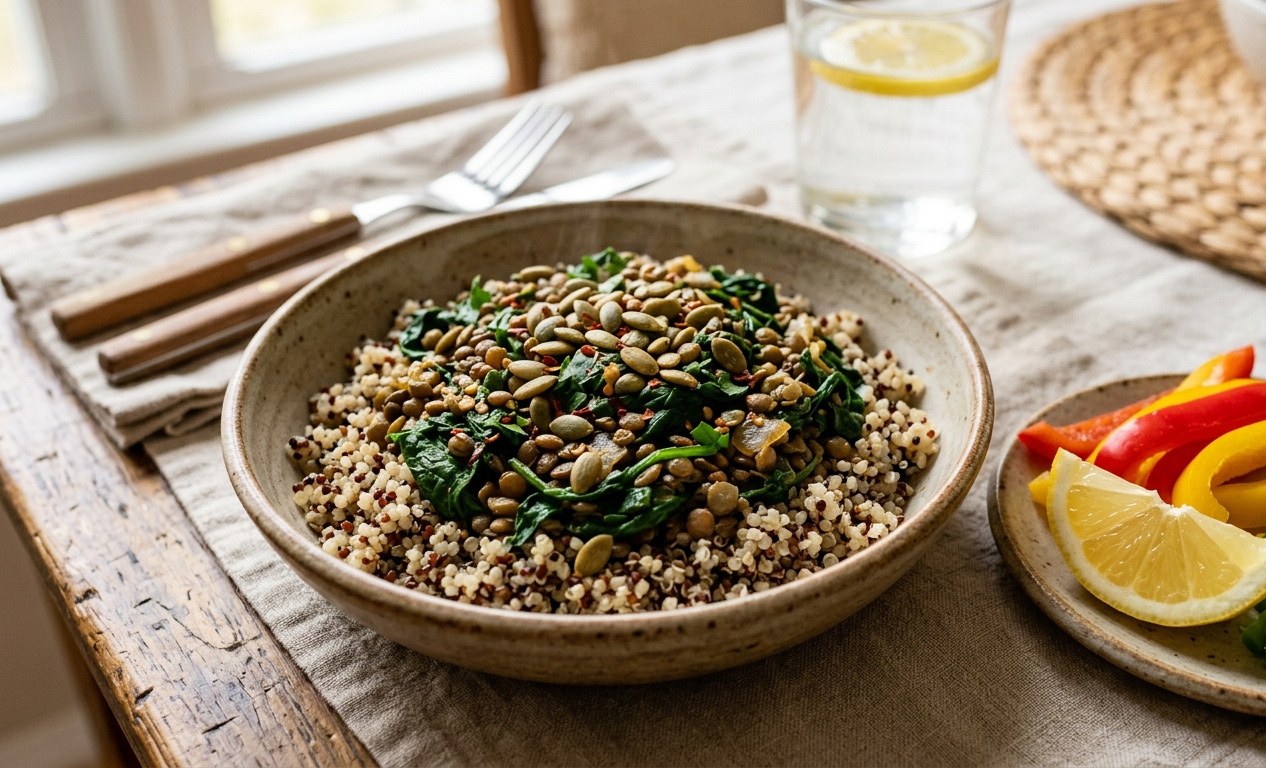 a meal with foods that are rich in iron