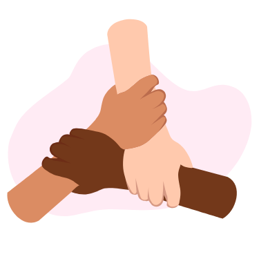 3 hands interlinked representing weight loss support