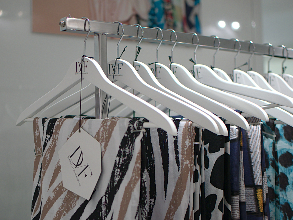 Packaging for limited edition duvets in Diane vonFurstenberg's signature patterns.