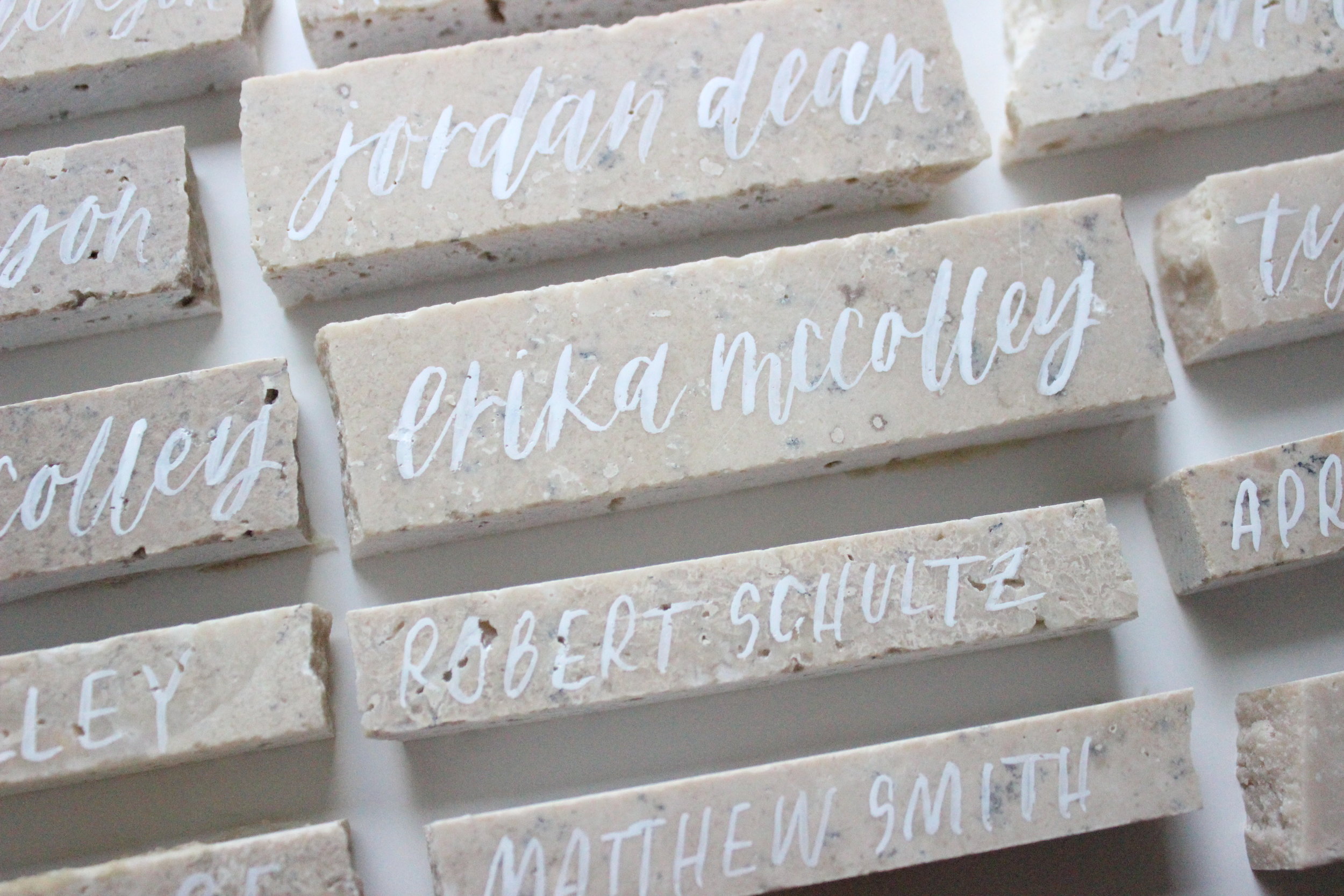 Miranda Writes: Modern Calligraphy + Hand Lettering | Wedding Place Card Tiles