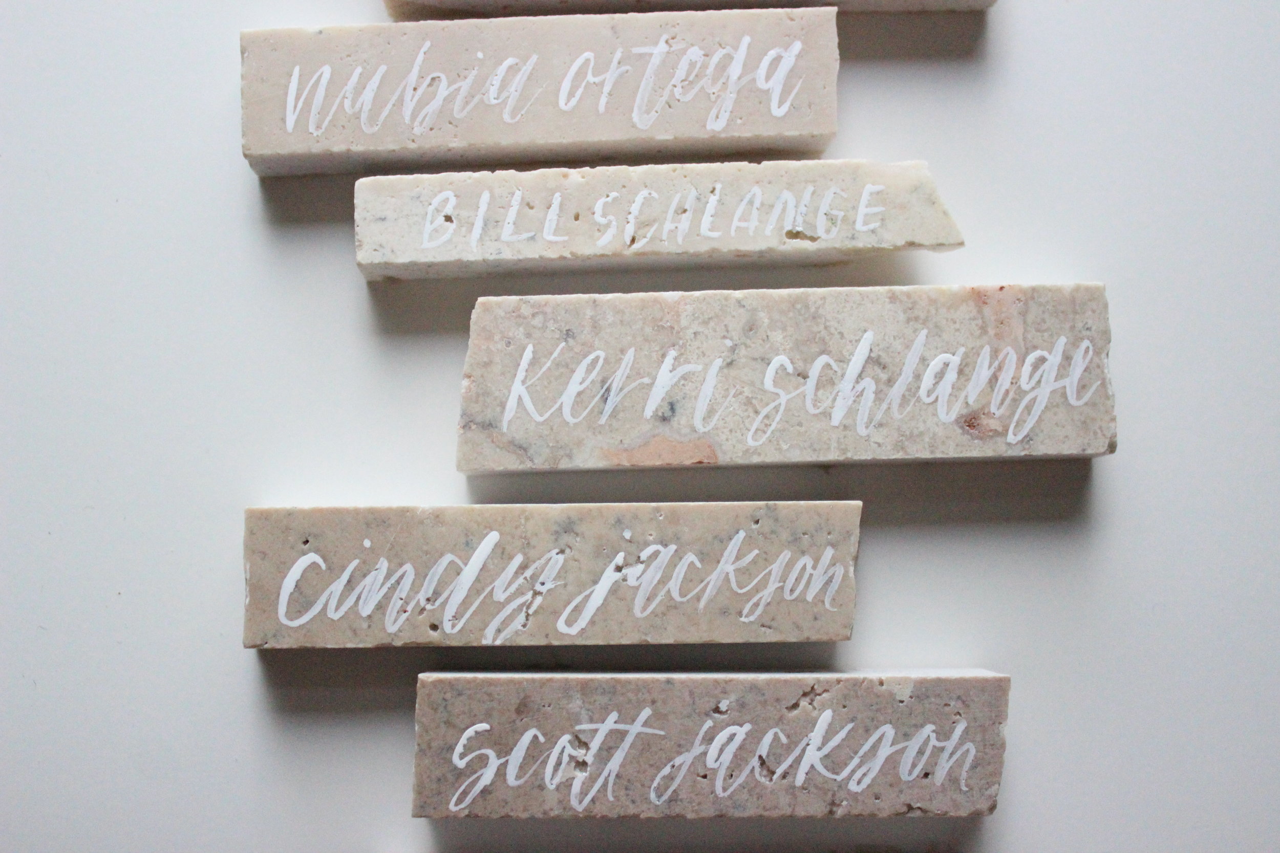 Miranda Writes: Modern Calligraphy + Hand Lettering | Wedding Place Card Tiles