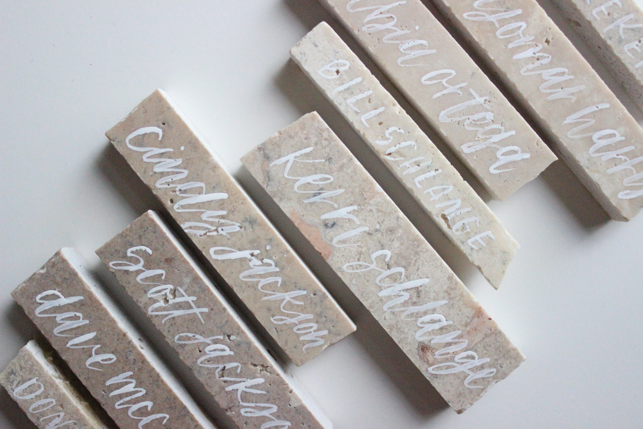 Miranda Writes: Modern Calligraphy + Hand Lettering | Wedding Place Card Tiles