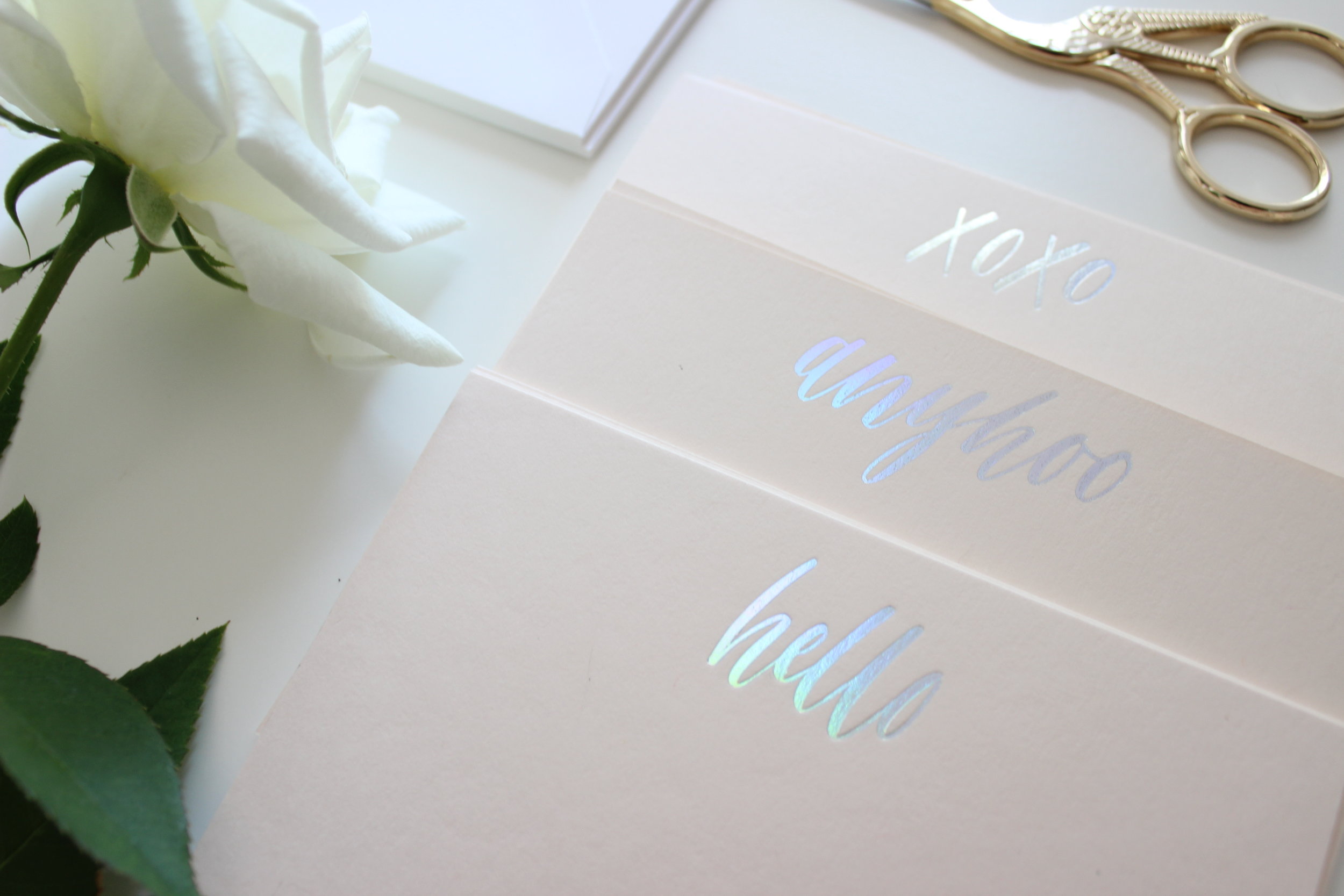 Miranda Writes | Holographic Calligraphy Notecards