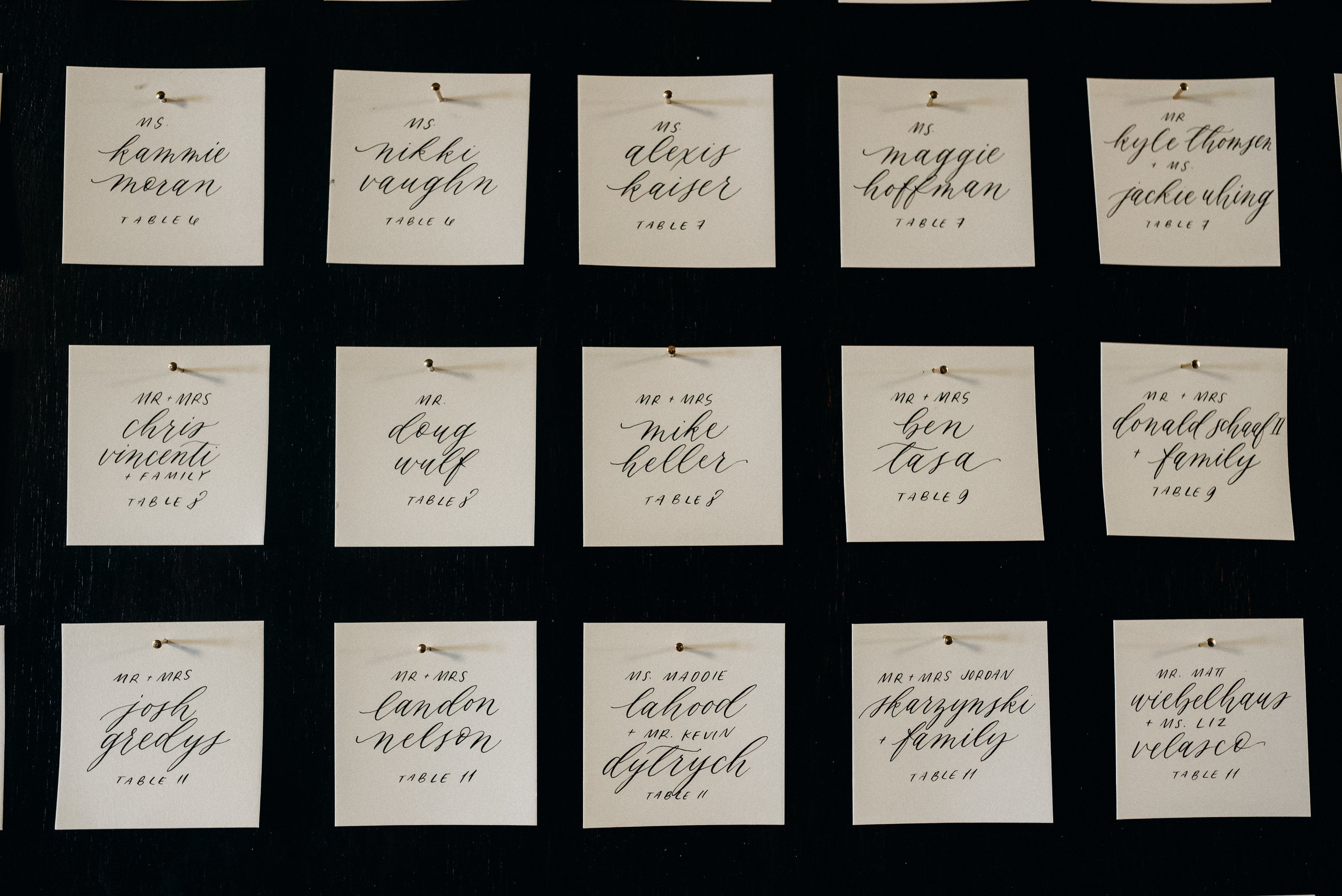 Miranda Writes | Calligraphy + Wedding Paper | Escort Cards
