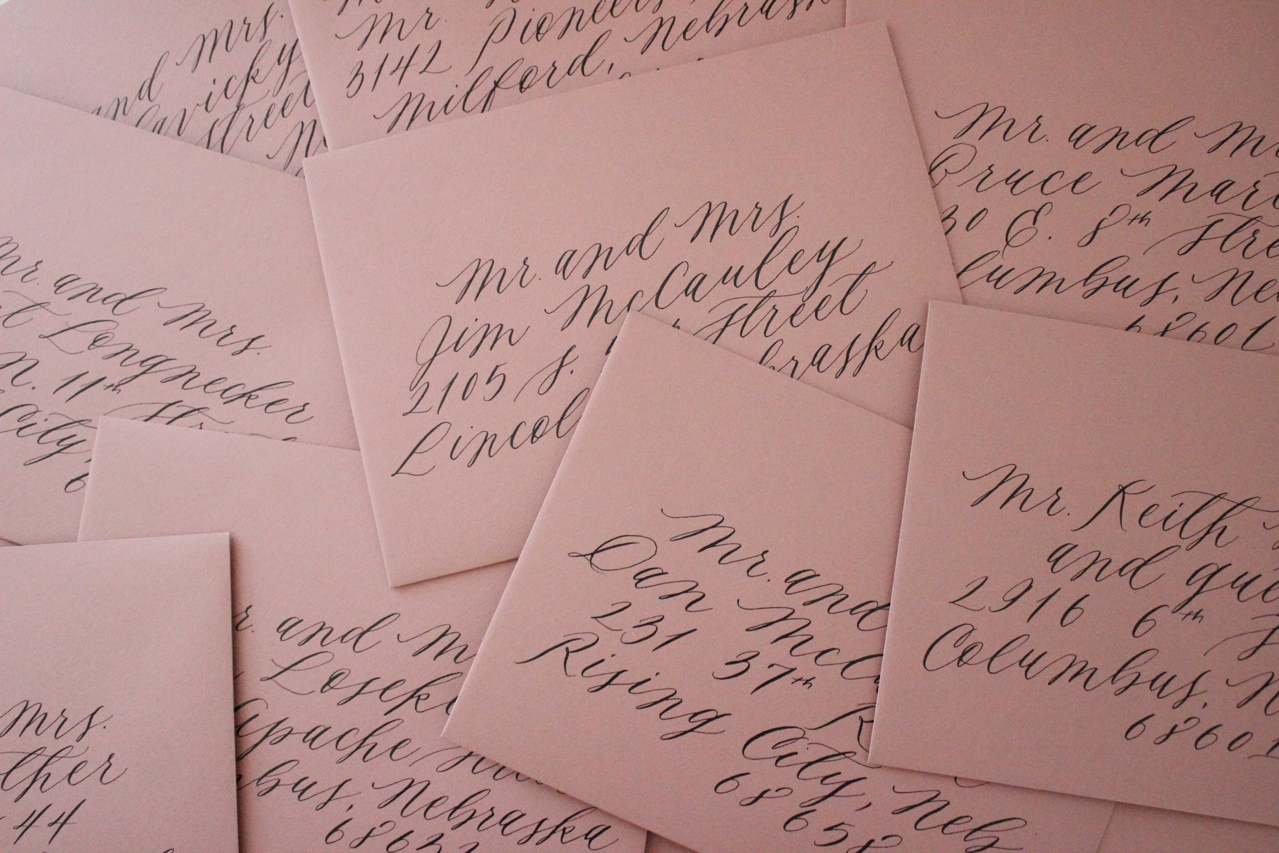 Miranda Writes is a calligraphy and wedding invitation design studio in Omaha, Nebraska by Miranda Griffiths.