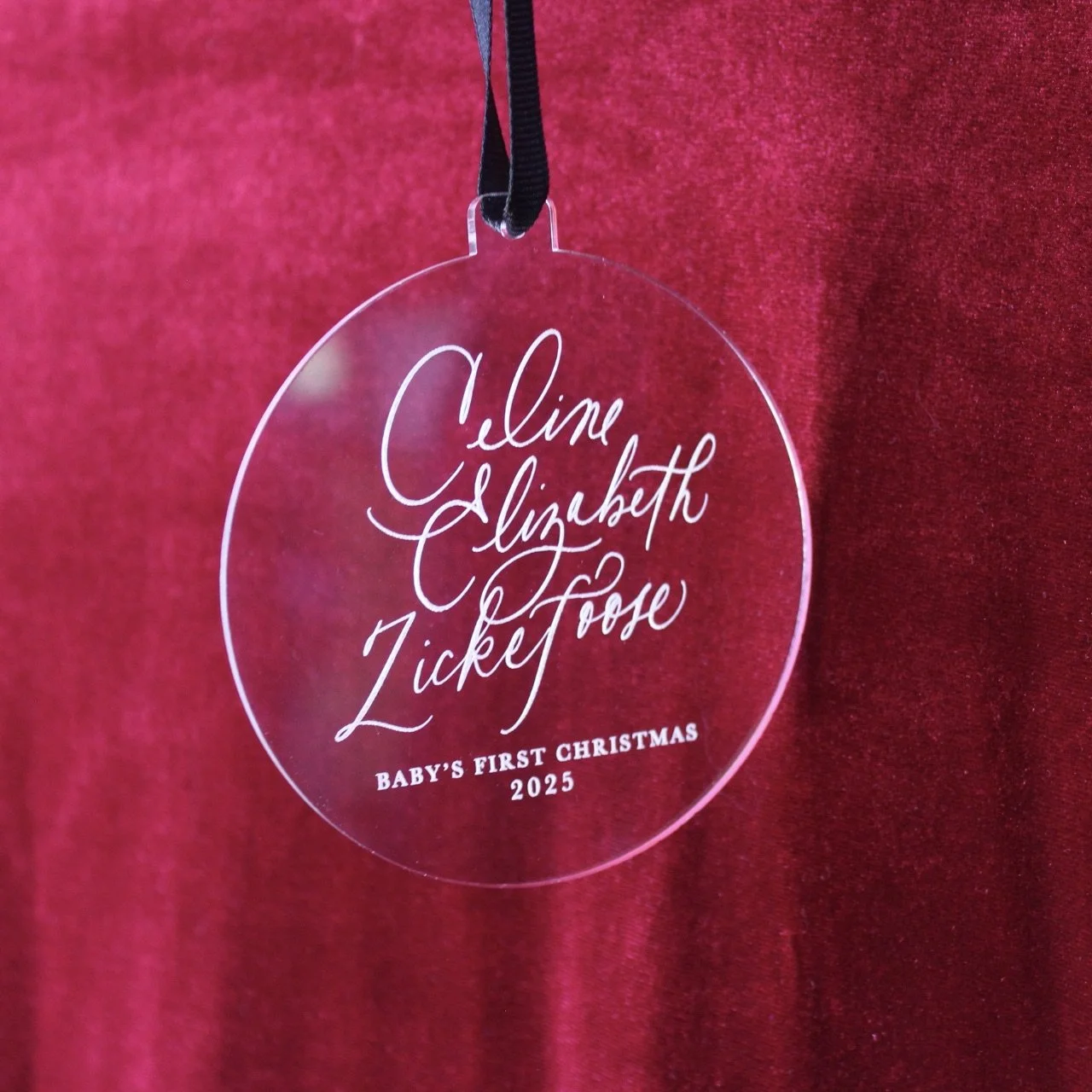 Baby's First Christmas Ornament with Calligraphy Name