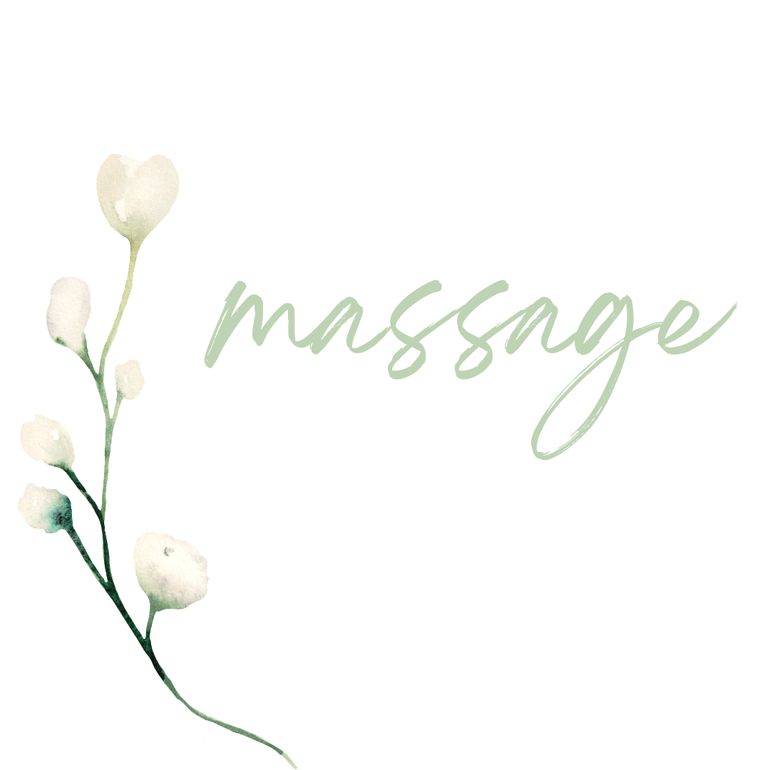picture of white flower and the word massage