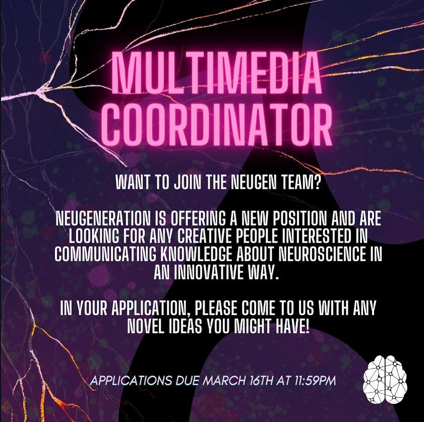 Attention! It&rsquo;s the last week before applications for NeuGen Executive Hiring closes on March 16th. The multimedia coordinator is a new position in this coming year. This position is for anyone interested in showing off their creative side and 