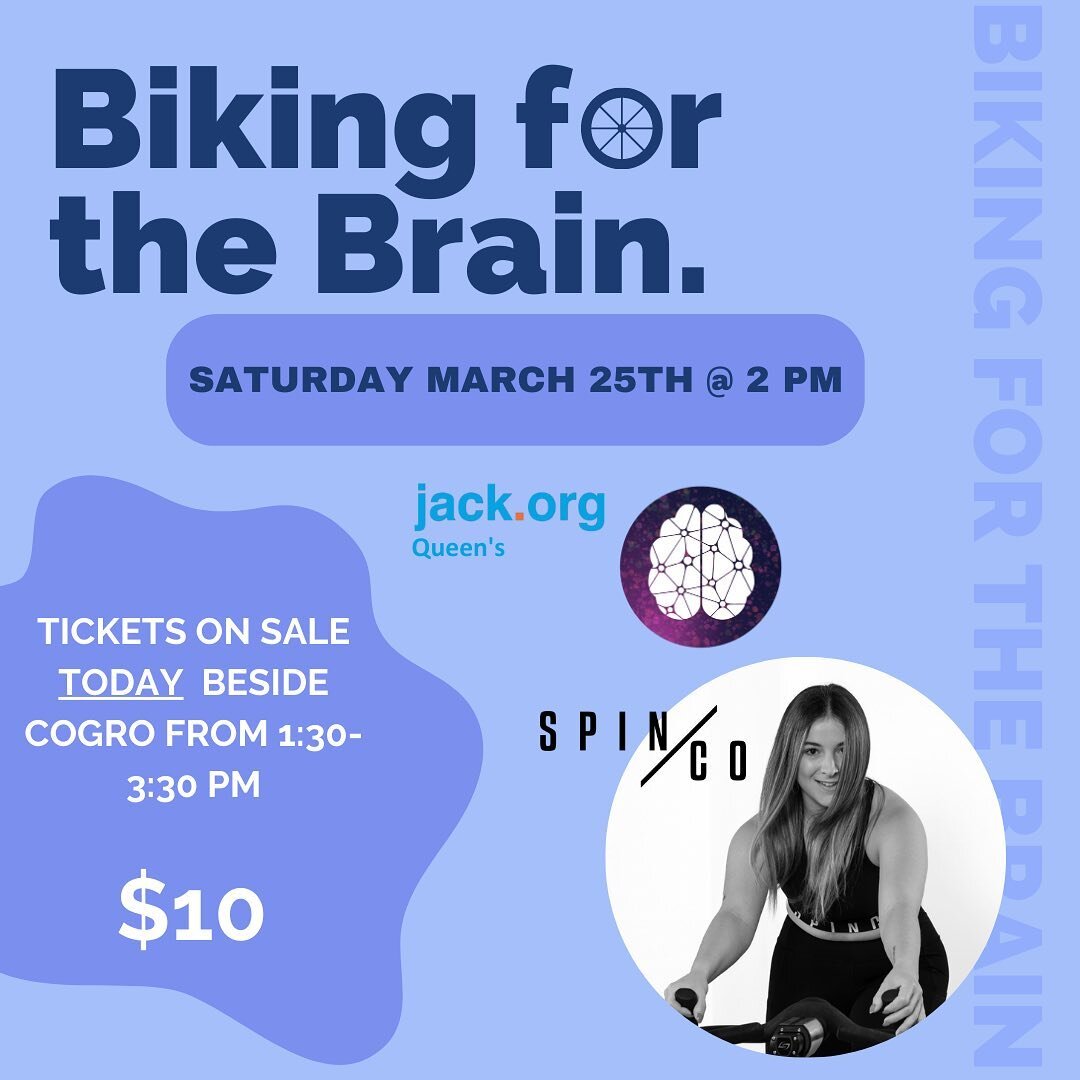 Kyra Dizy is a phenomenal spin instructor who is teaching our &quot;Biking for the Brain&quot; charity spin class on March 25th! 

Stop by CoGro today from 1:30-3:30 pm to purchase your tickets! They will be sold for $10 and paid via e-transfer.

If 