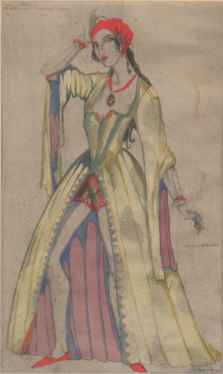 Claud Lovat Fraser, "Leilia, a Wanton Widow," ca1920; hand-colored collotype.