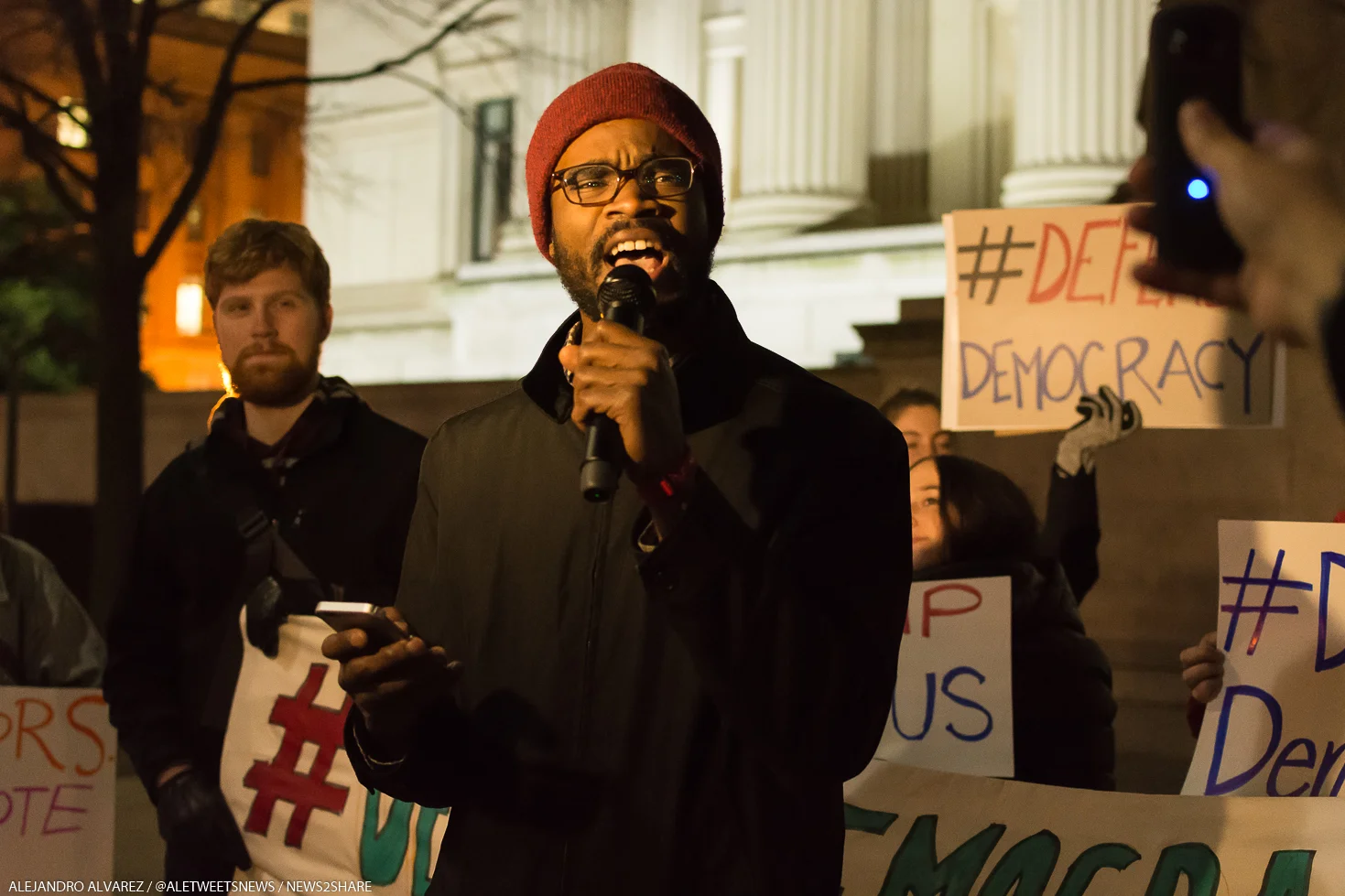 Eric Jones, with millennial activist group "All of Us," calling for the Electoral College to delay the vote or dump Trump on Wednesday night.