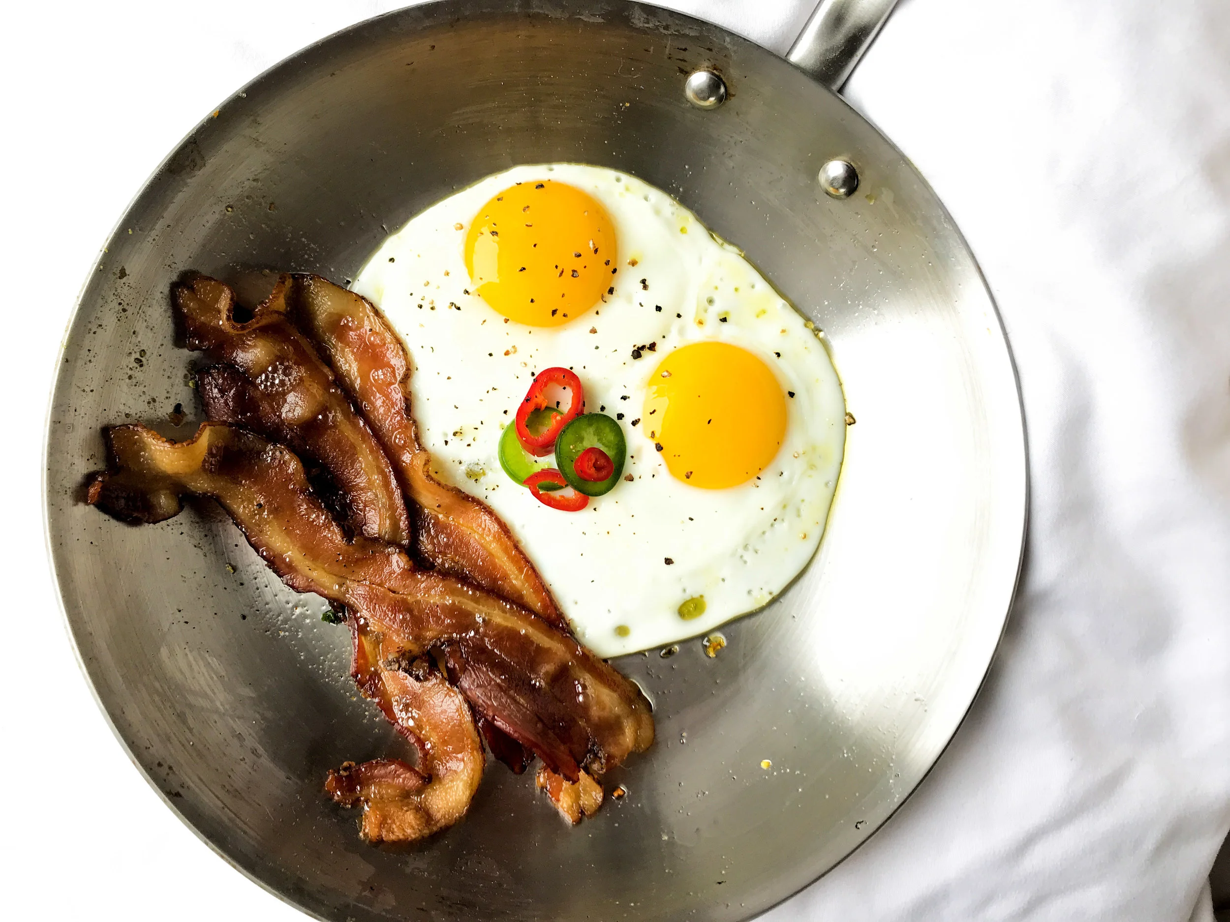 whole30 basic eggs + bacon