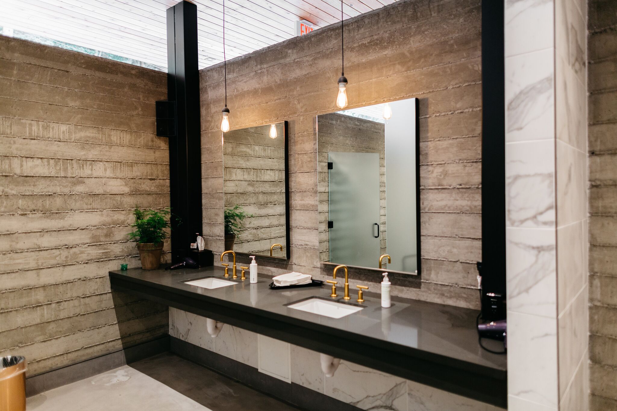 Inside the communal spa-inspired bathrooms in clubhouse. Photo Melanie Riccardi