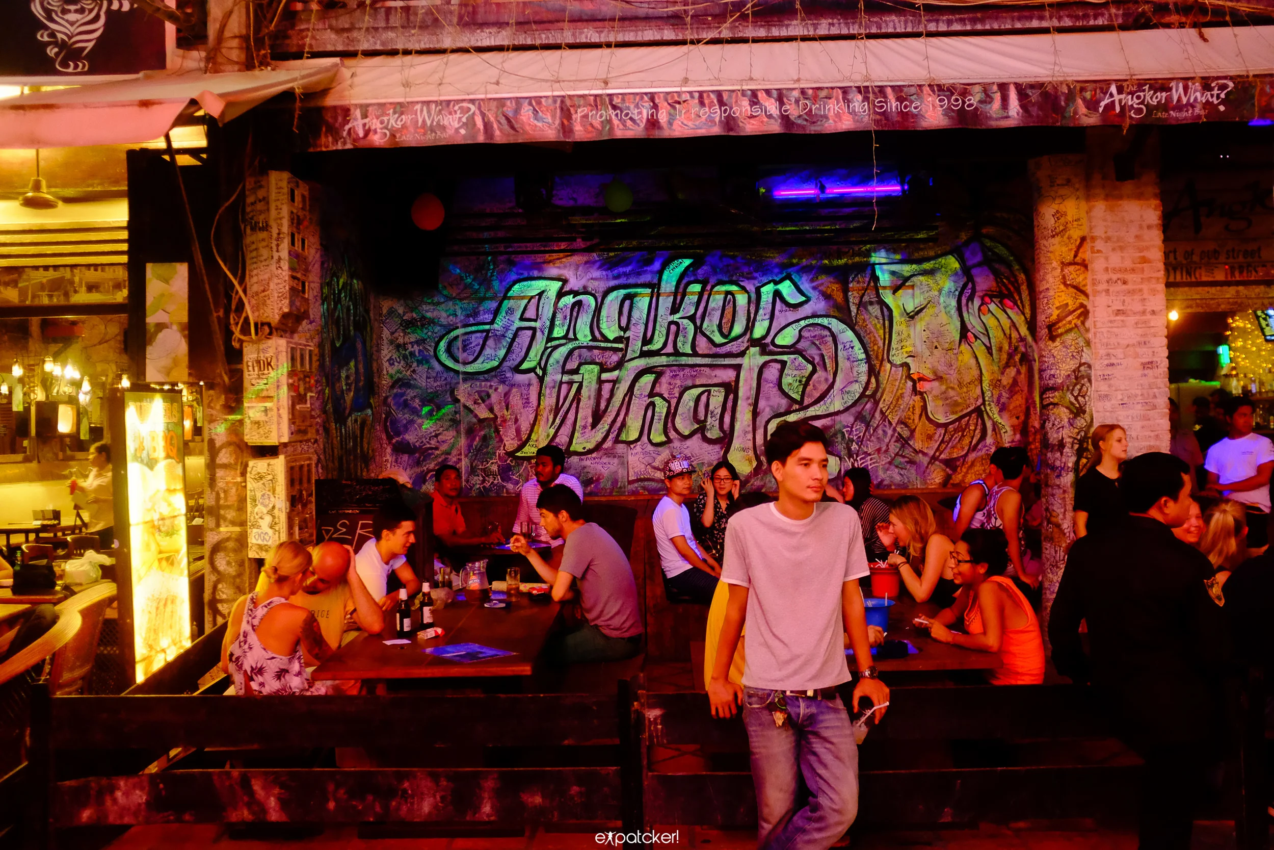 Angkor What? probably that is what you wonder after leaving this place an its 5 usd buckets that include a t-shirt!