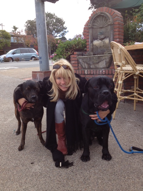 Tricia with Nero and Paco in Del Mar Jan 2013.jpg
