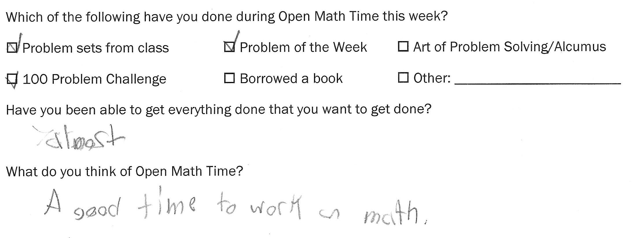  “A good time to work on math.” 