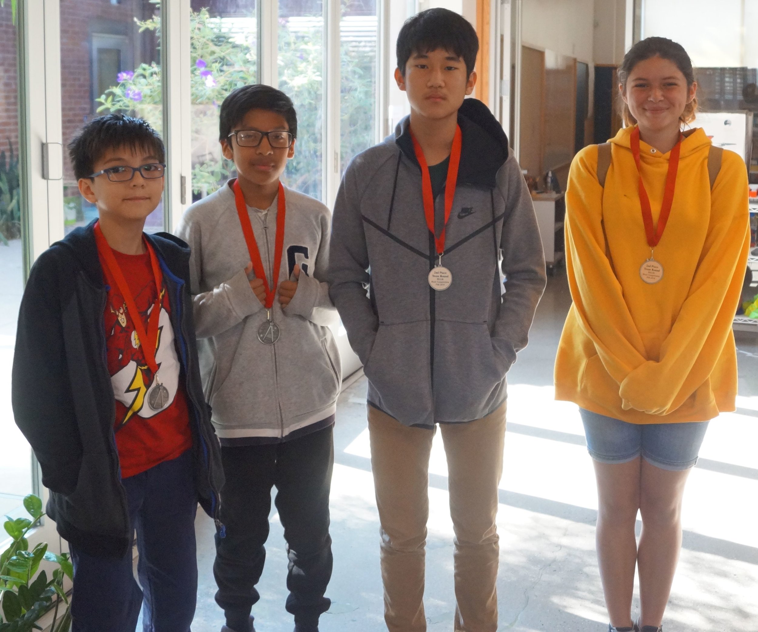  From left to right, Jipper, Abraham, Joshua, and Cherokee, won second place in the team round representing UCLA Community School. Abraham and Cherokee are BEAM alum.  