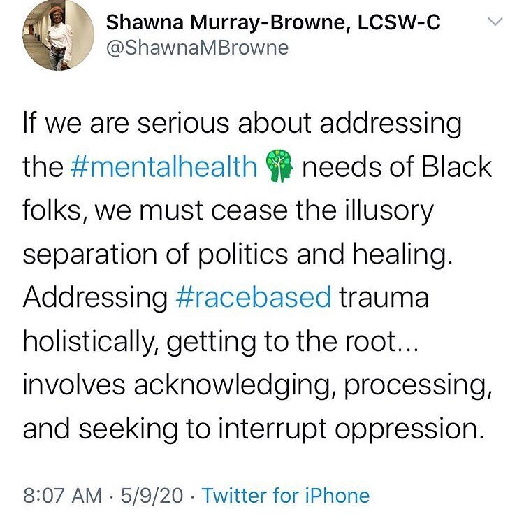  For resources that aim to support Black mental health follow @Black Therapist Rock.                  