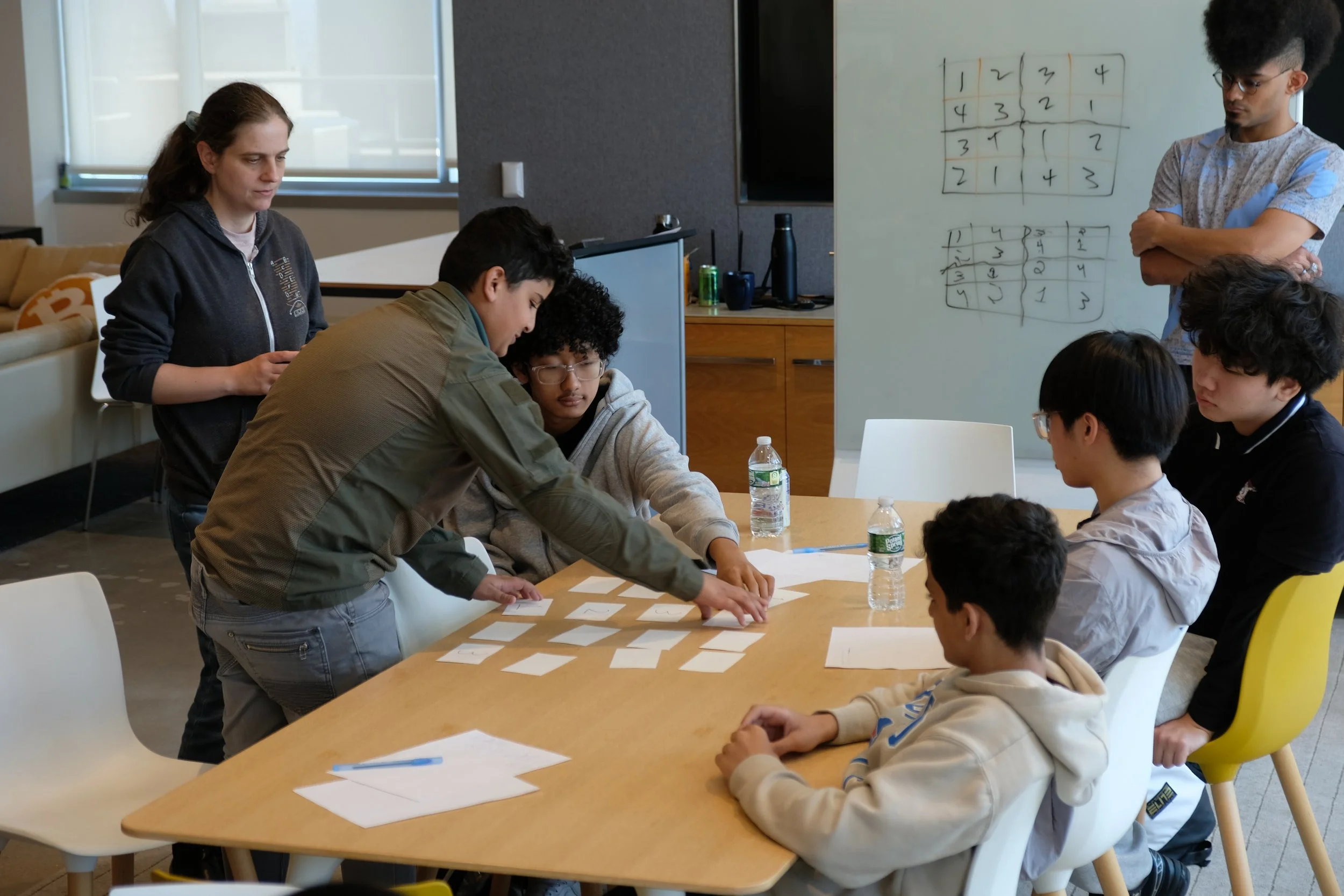  NYC students play a game during a visit to the Chaincode offices.  