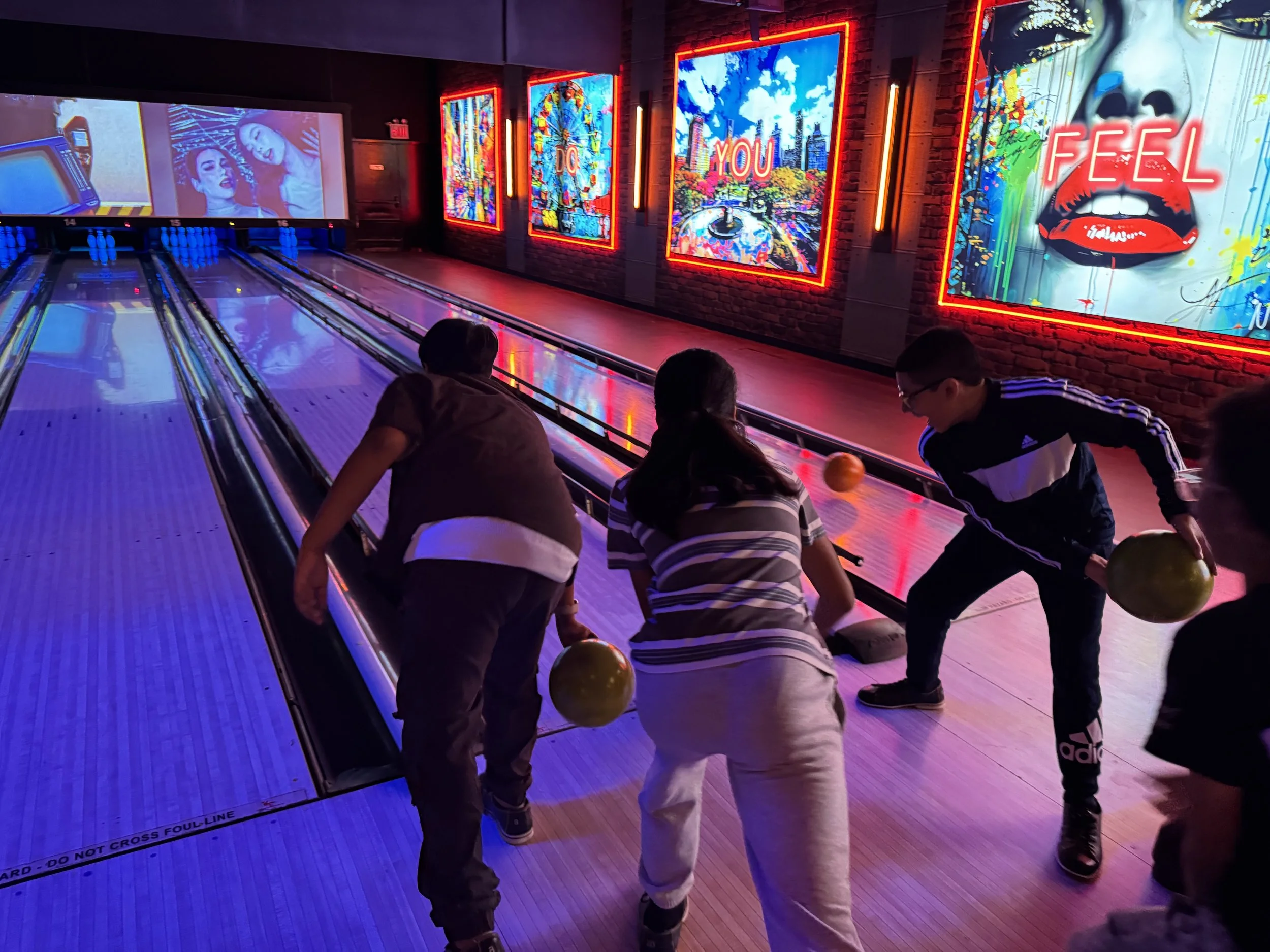  NYC students celebrate the end of the fall semester with a bowling alley party.  