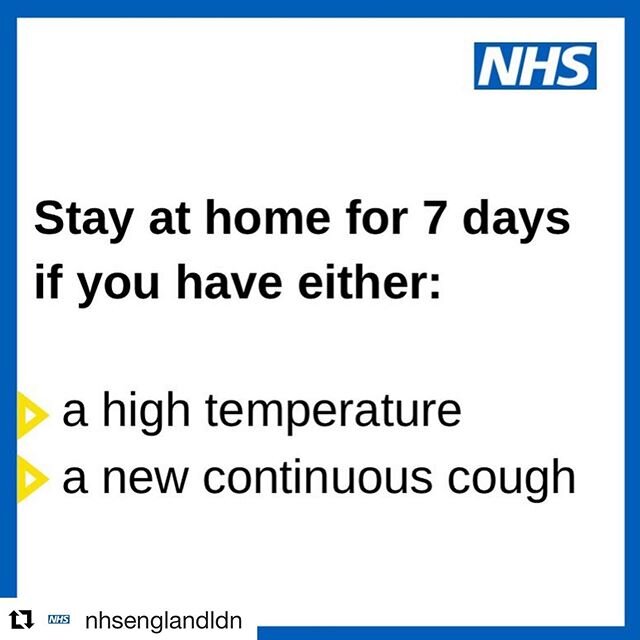 #Repost @nhsenglandldn with @get_repost
・・・
There's new advice on how to protect yourself and others from #coronavirus:⁣
⁣
🖐Keep washing your hands more often, for at least 20 seconds, with soap and water.⁣
⁣
🏠If you have a high temperature (37.8 d