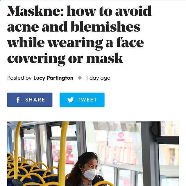 Face masks are fast becoming part of our daily outfits, now the government advises their use in enclosed public spaces and has made them mandatory on public transport. For many workers returning to their roles it will also be worn for their entire working day. Healthcare workers who have already been wearing masks for extended periods of time during the COVID-19 crisis reported an increase in skin issues. Is #maskne something you need to be worried about? Our Dr @anjalimahto shares her advice @stylistmagazine @lucyparts 
#Skin55 #HarleyStreet #dermatology #maskne #skincare #acne #facemask #theskincarebible