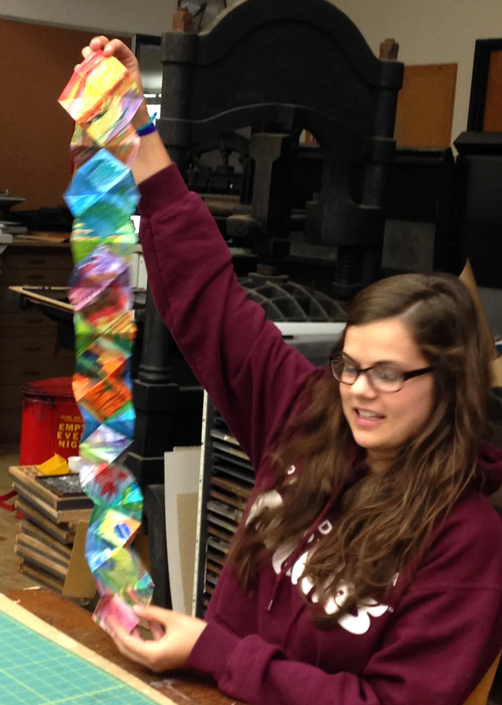 Jackie with her Lotus book, Continuing Ed class, summer 2015