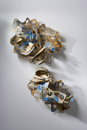 Two by two, 2007, abaca, wire, pigment, 40" x 30" x 14"