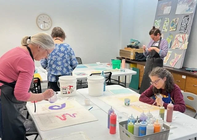  Textile Art Center, papermaking and pulp painting class, Spring 2026, class working 