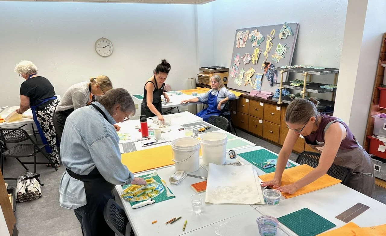  Textile Art Center, making paper and paper tapestries, Summer 2026, class working 