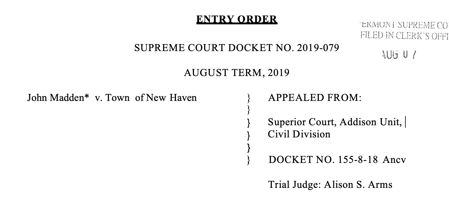 VERMONT SUPREME COURT VICTORY: RESIDENT WHO DID NOT TIMELY APPEAL TOWN MEETING VOTE LACKS STANDING TO CHALLENGE MUNICIPAL DECISION