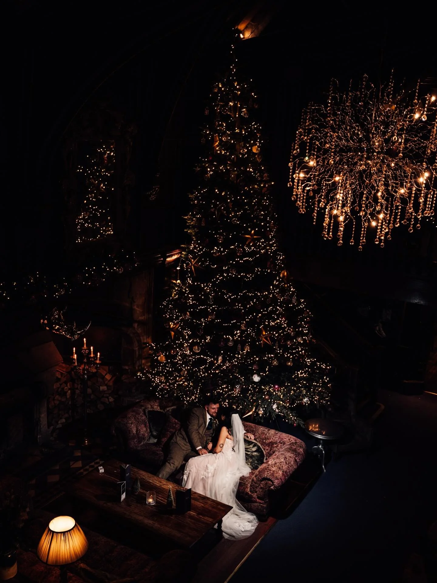 It&rsquo;s December now so we can talk about Christmas and what better way to show off this scene. 

An unreal tree at @mittonhall and the gorgeous couple Amy &amp; Cam

@_amyrobertss @cam.roberts59 

venue / @mittonhall 
dress / @bridalbybrittanyann