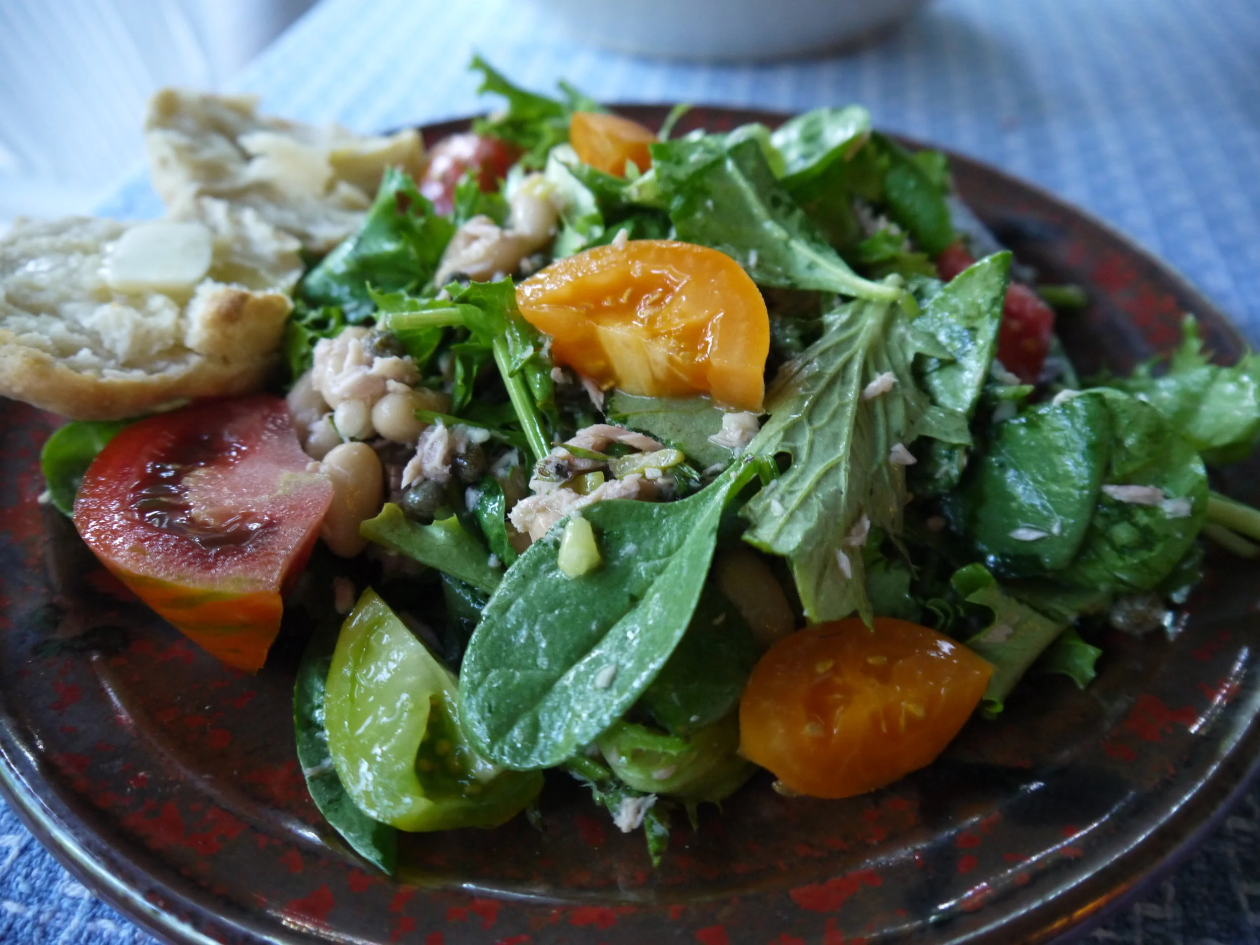 Tuscan Tuna Salad with White Beans -- served with a sourdough biscuit from The Backyard Homestead Book of Kitchen-Know-How.