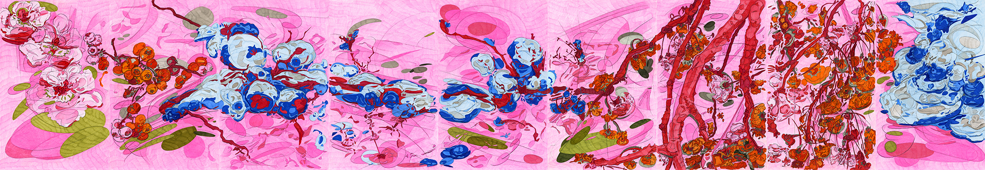   Expulsion from Paradise,  2009, color pencil on paper,&nbsp;17" x 99" 