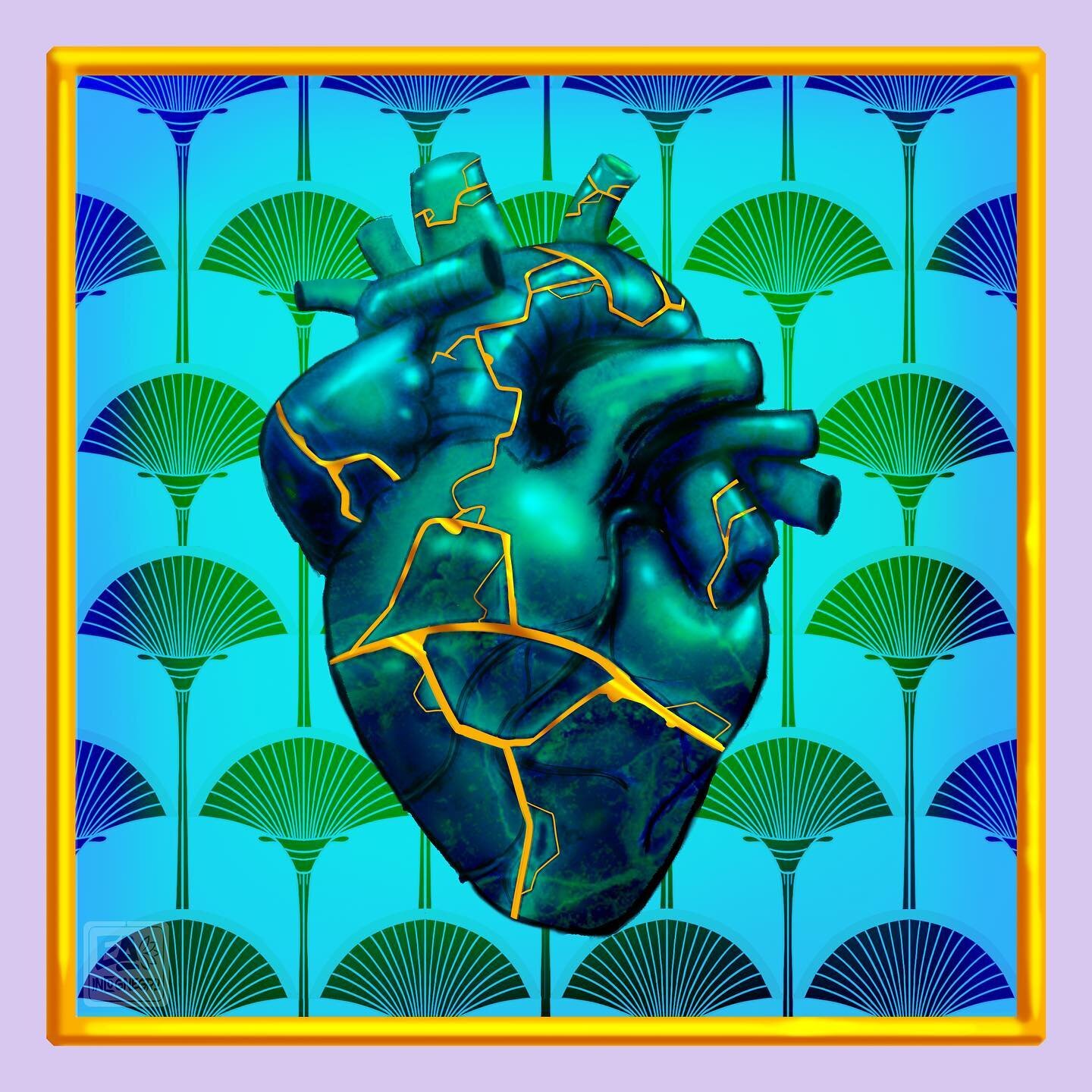 Kintsugi hearts club.💙💚
Broken hearts never stay broken. 
Scars build character.

I have been messing around with a new technique and I kinda like it. :3

#popart #digitalpainting #digitalart #art #illusration #love #kintsugi #colorful #surreal #ae