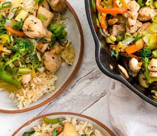 Sesame Ginger Chicken Leek Stir Fry