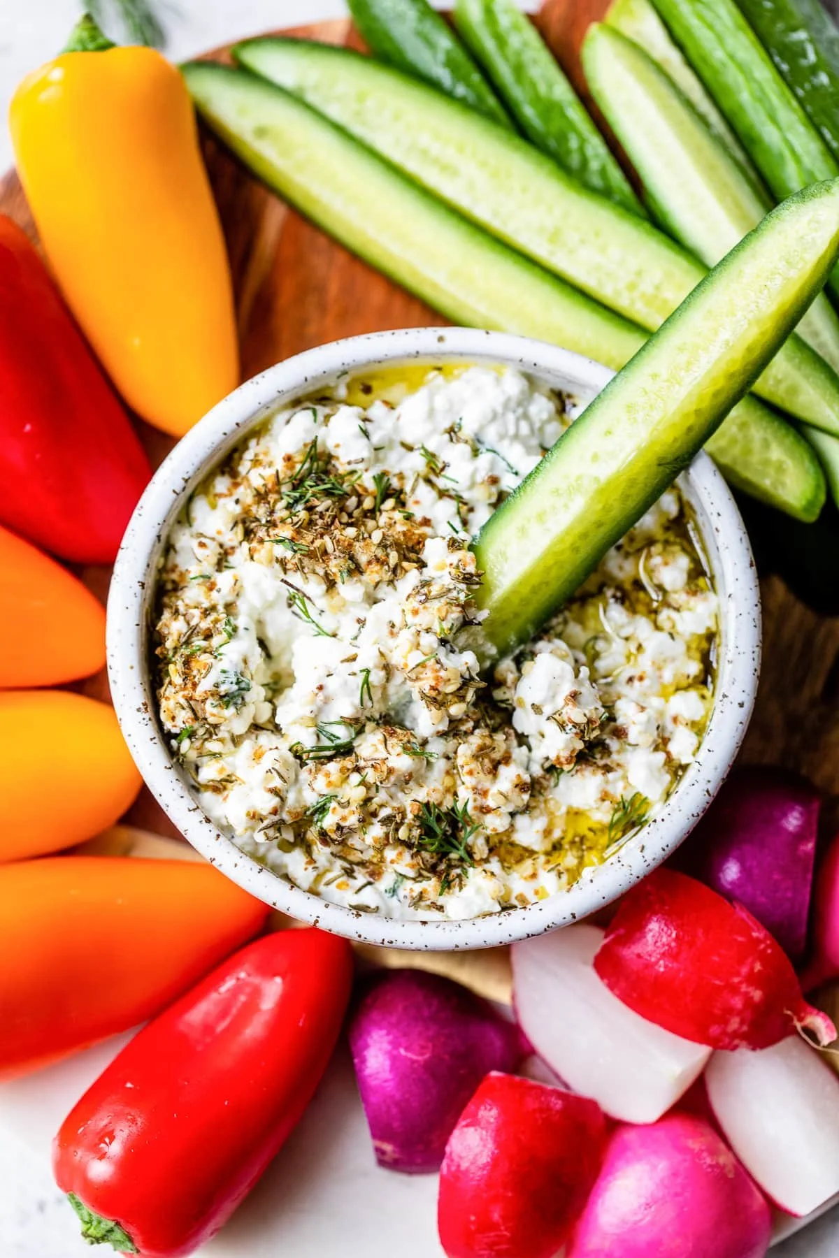 Cottage Cheese Veggie Dip with Za’atar