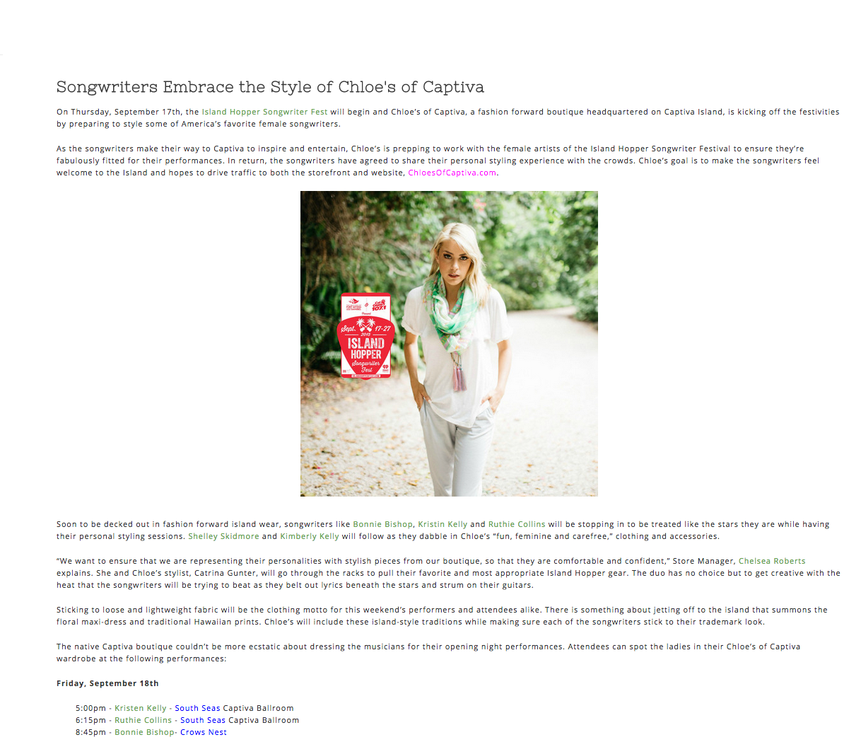 Chloe's of Captiva Blog
