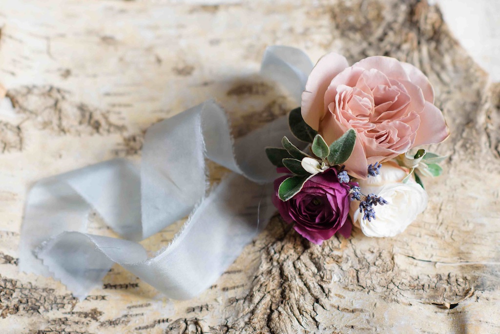 Wedding flowers wrist corsage Bloomologie Florist Blackheath London