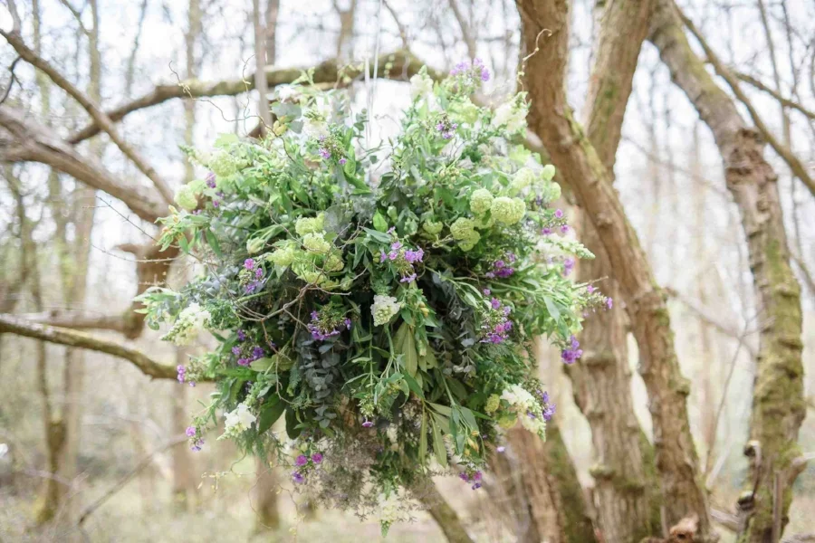 Hanging flower bomb Bloomologie Florist London