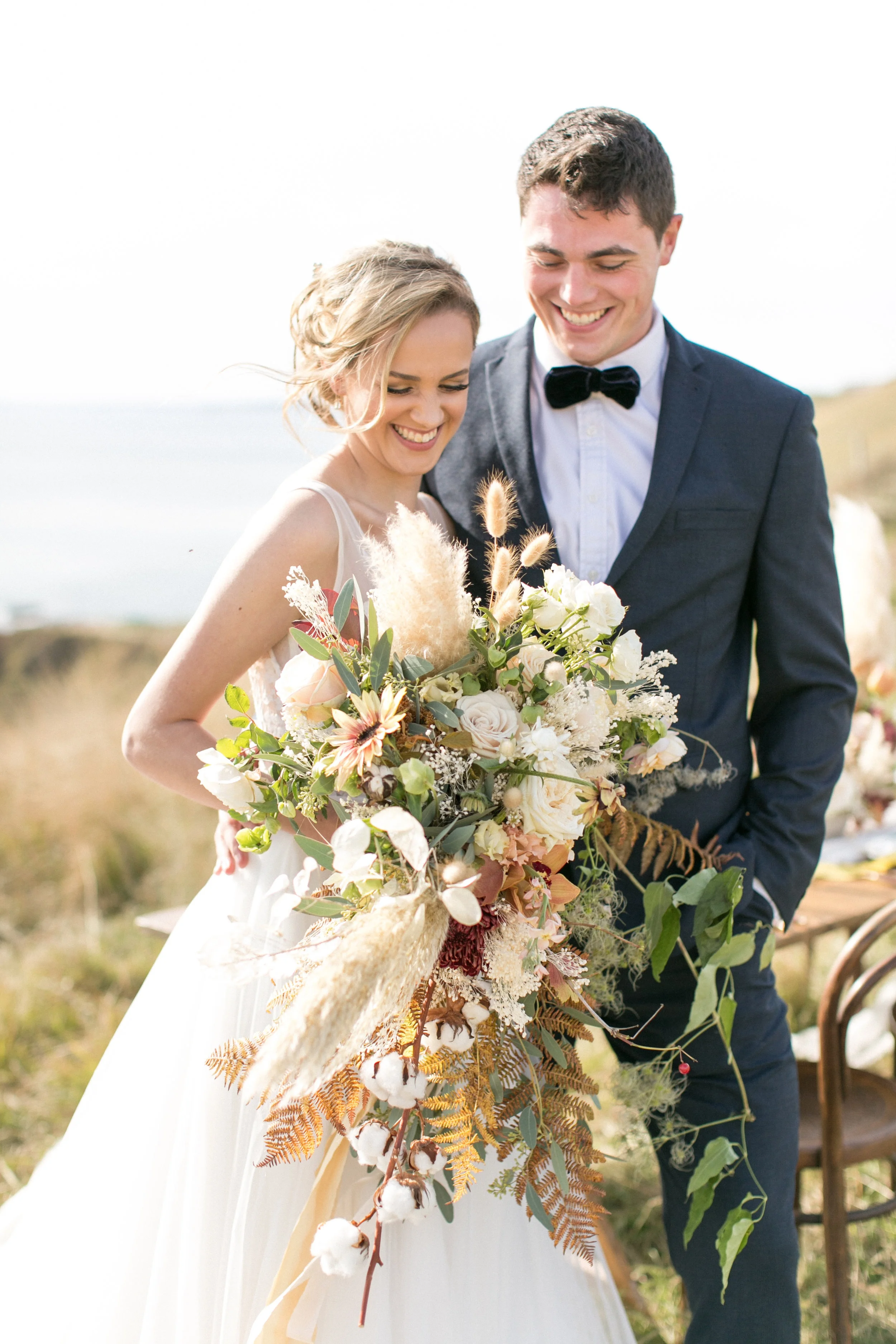 Autumn pampas and wild grass bouquet