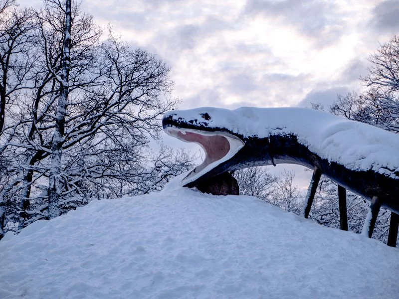 детская площадка в скансене заснеженная горка змея.jpg