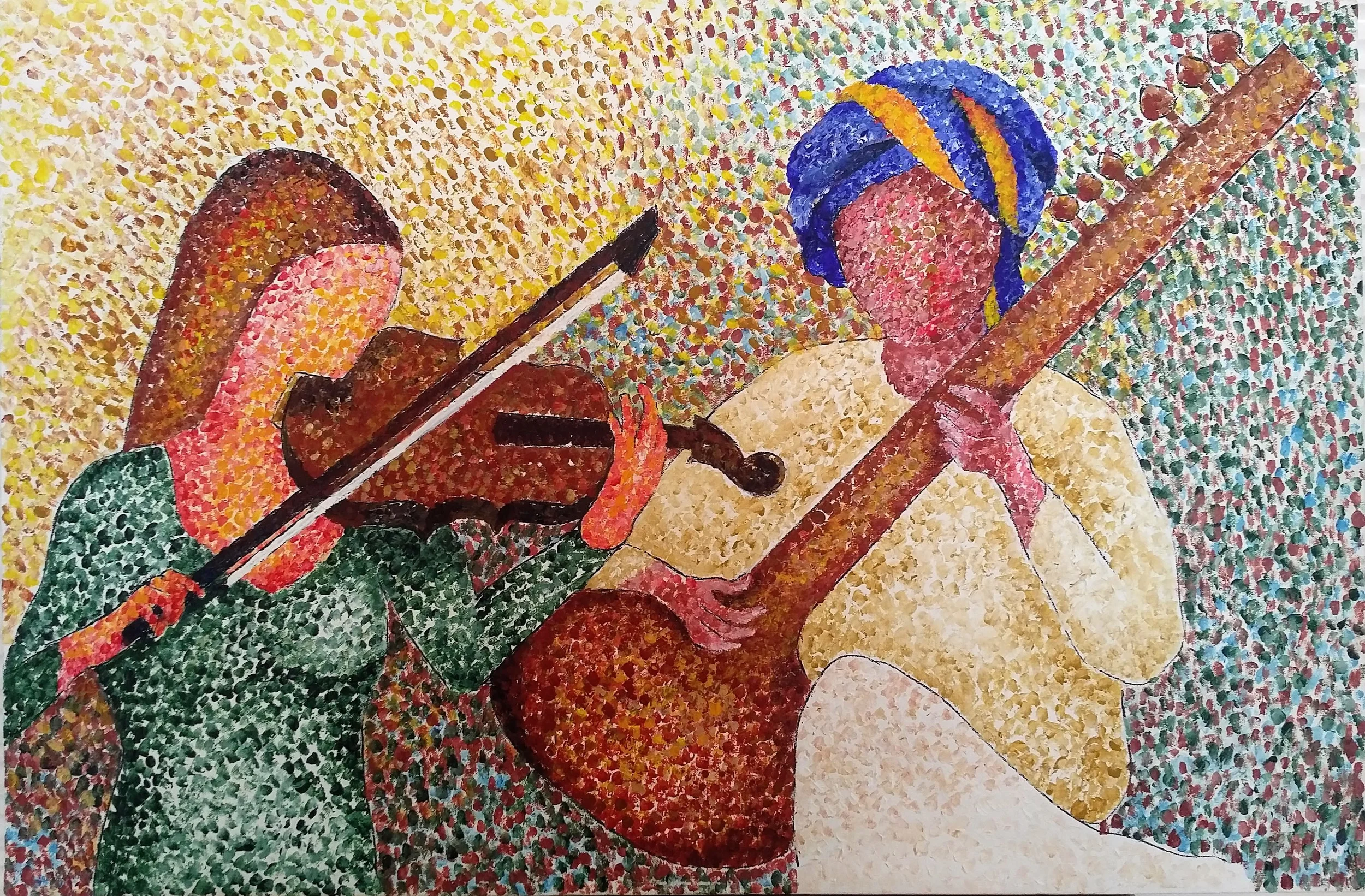 Violin & Sitar Jugalbandi
Acrylic on Canvas
