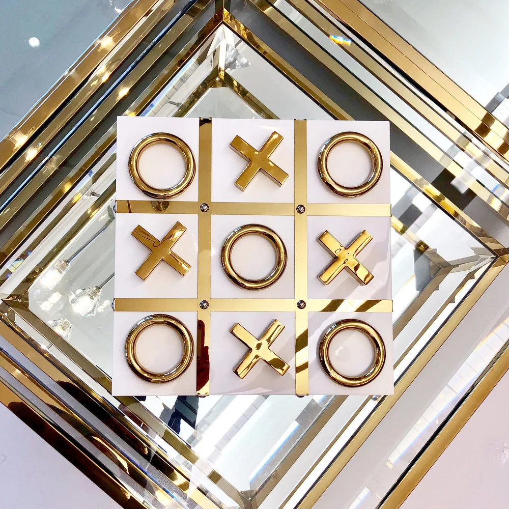 White and Gold Tic Tac Toe Set - The Tailored Home.