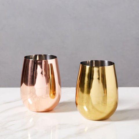 Metal Stemless Wine Glasses by West Elm