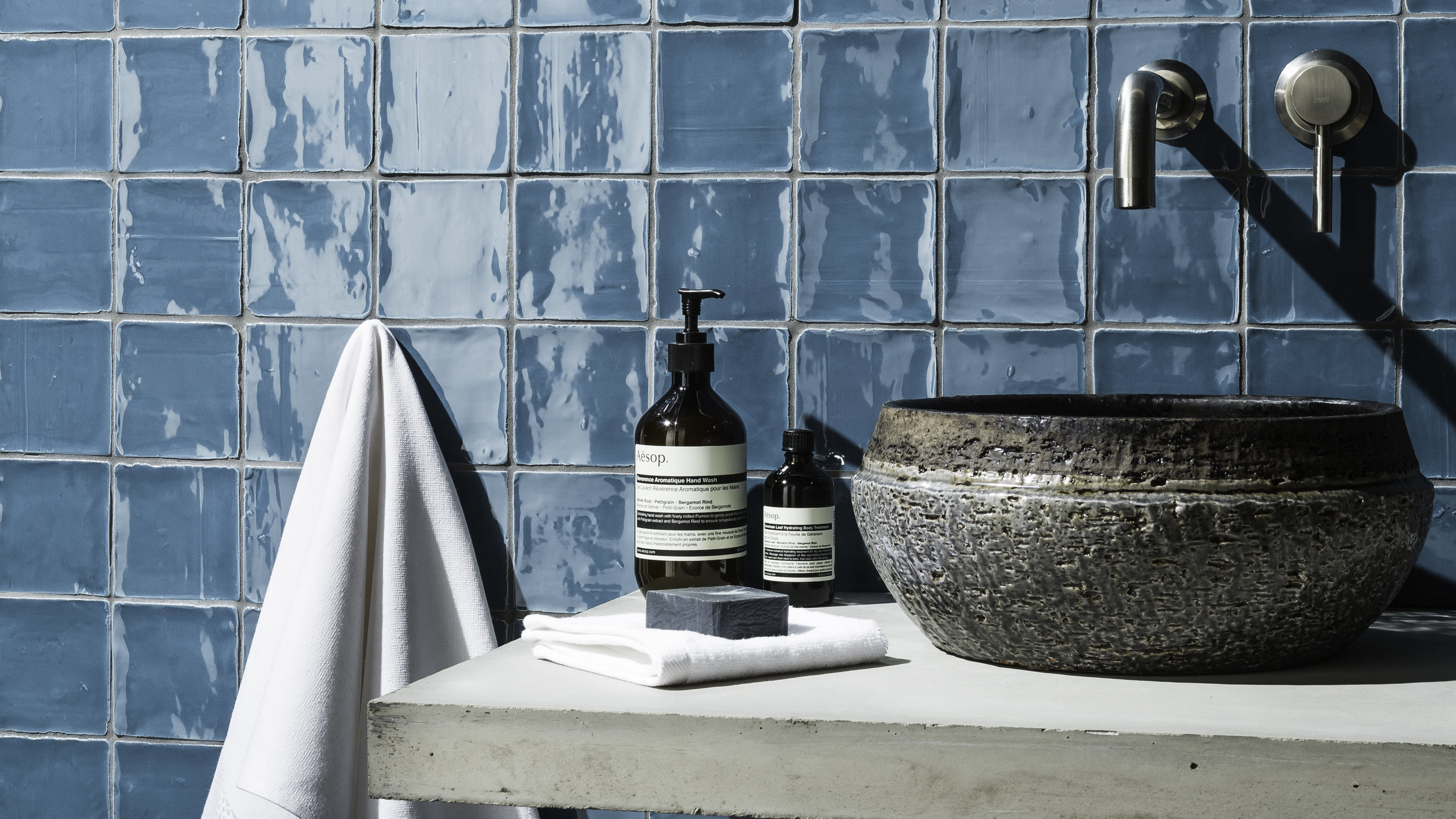 Country Rustic in Ocean Blue from Johnson Tiles' Minton Hollins Collection