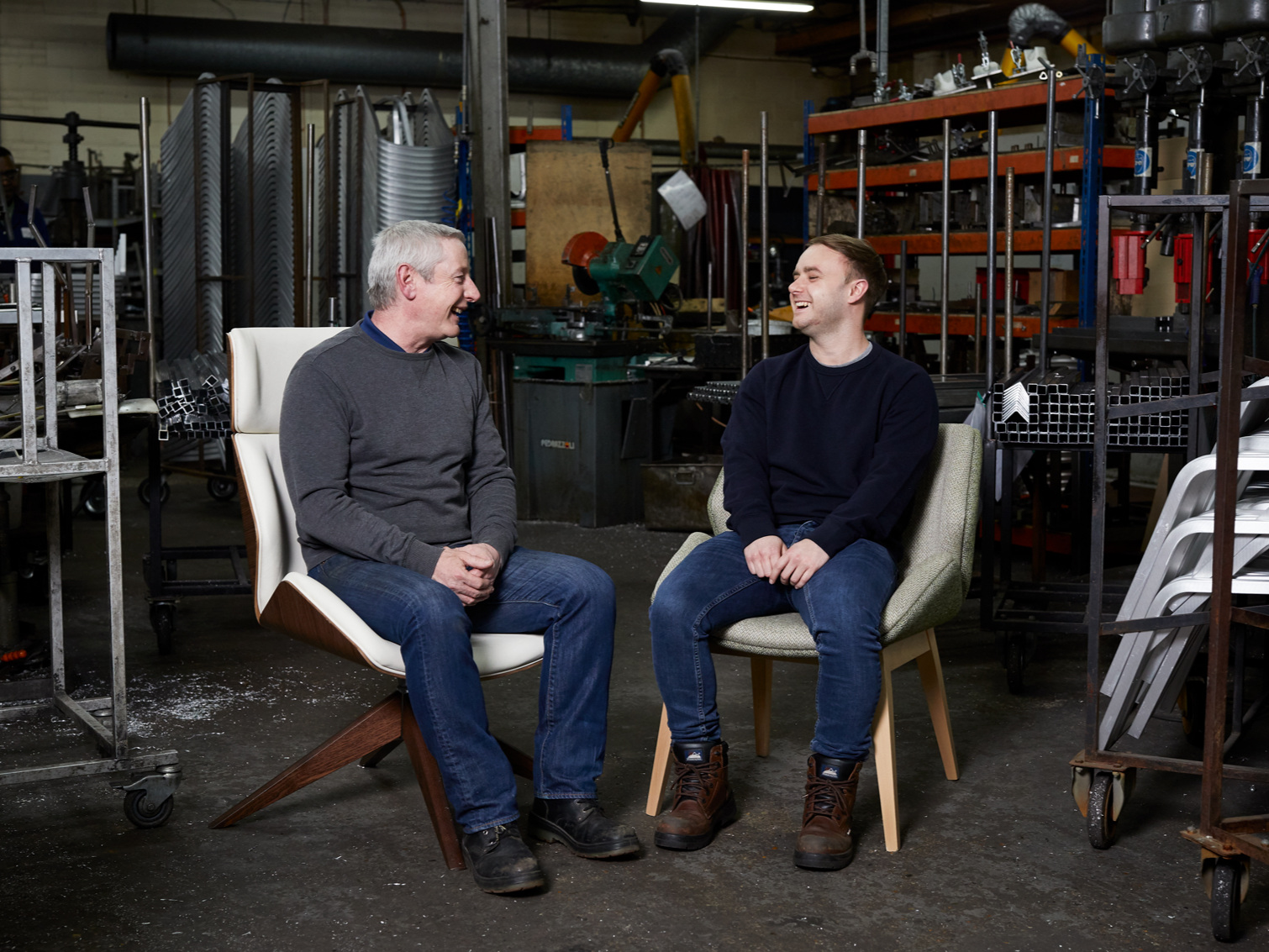 Kevin Walsh with his son, Anthony, and the Walsh Chair by Burgess Furniture © Photography by Anderson