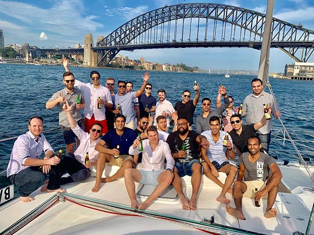 Rahim and his mates making the best of an awesome Saturday arvo on Sydney Harbour.