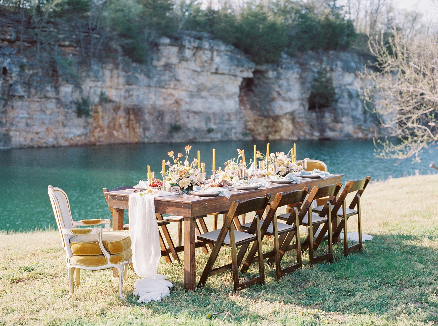 Intimate Spanish and French Inspired Destination Wedding with Lakeside Dinner Party at Dusk at Wildcliff by Kelsi Kliethermes Photography Best Missouri and Maui Wedding Photographer_0009.jpg