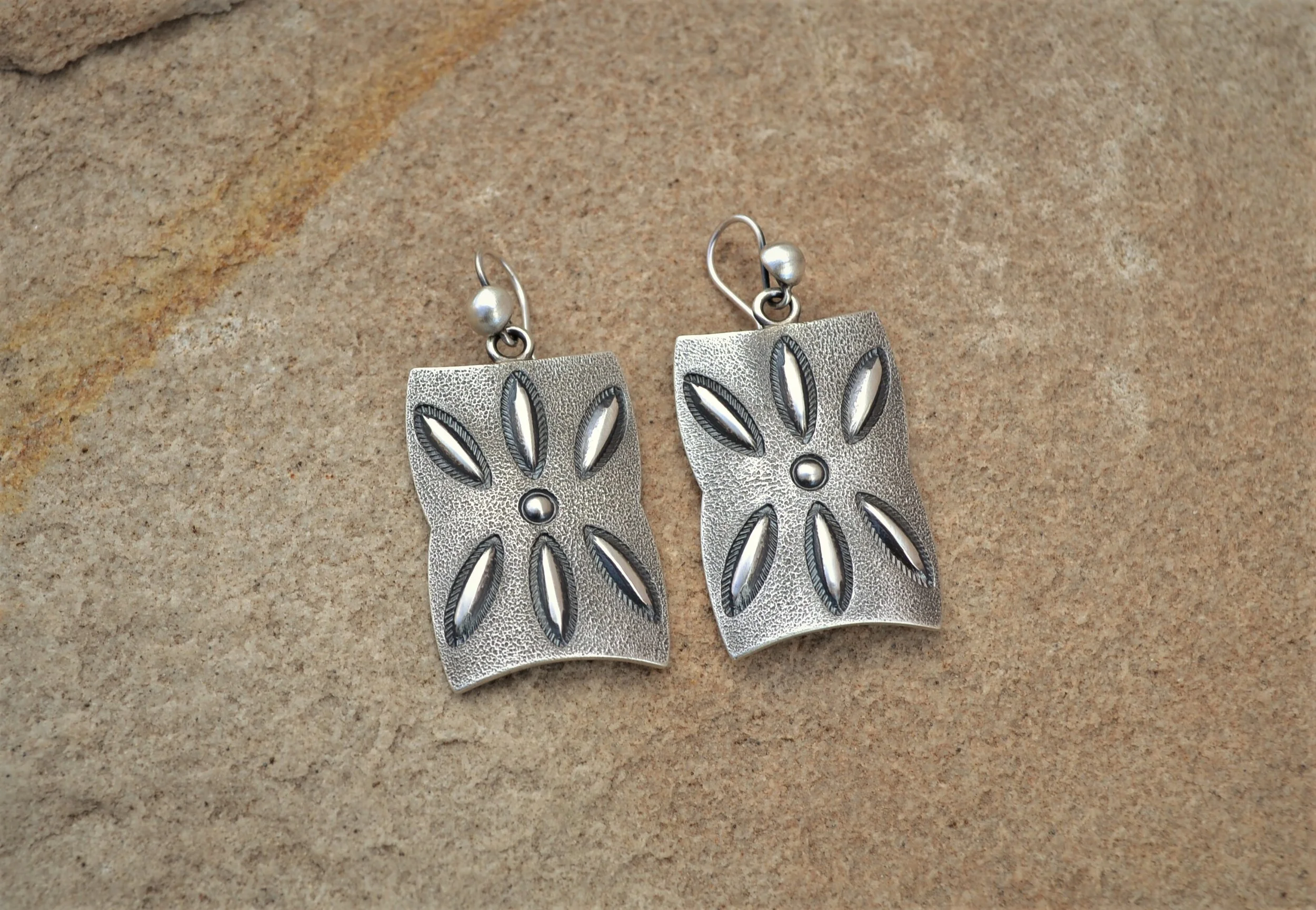 Sterling silver textured earrings